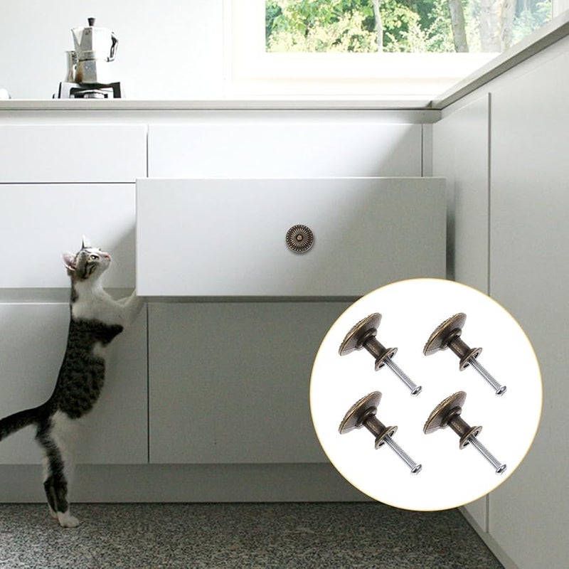 Vintage Zinc Alloy Cabinet Knobs Bronze Drawer Pull Handles 4pcs Furniture Hardware - Image 5